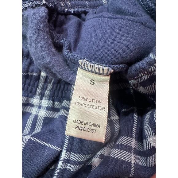 PacSun Women's Drawstring Checkered Sweatshirt Cozy Shorts Size S Blue White - Picture 7 of 7
